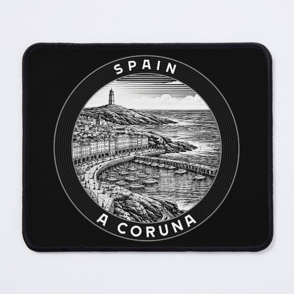 Item preview, A Coruna Spain Linocut Style designed and sold by Thistle-TShop.