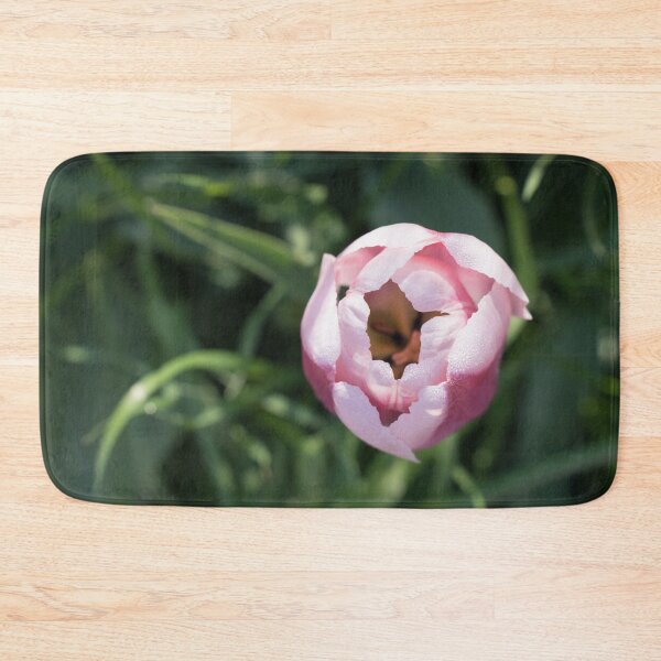 Item preview, Pink Dewdrops - Delicate Tulip Bloom Opening Among Green Foliage designed and sold by Georgia Mizuleva.