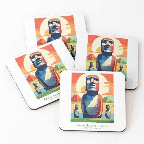 Item preview, Easter Island Moai Poster. Retro Rapa Nui Chile Travel Art designed and sold by pod24.