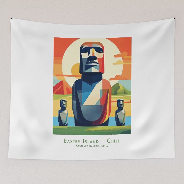 Item preview, Easter Island Moai Poster. Retro Rapa Nui Chile Travel Art designed and sold by pod24.