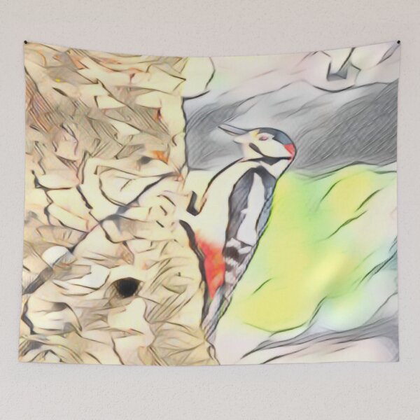 Item preview, Colourful Woodpecker on Tree Trunk designed and sold by Fearless-Fox.