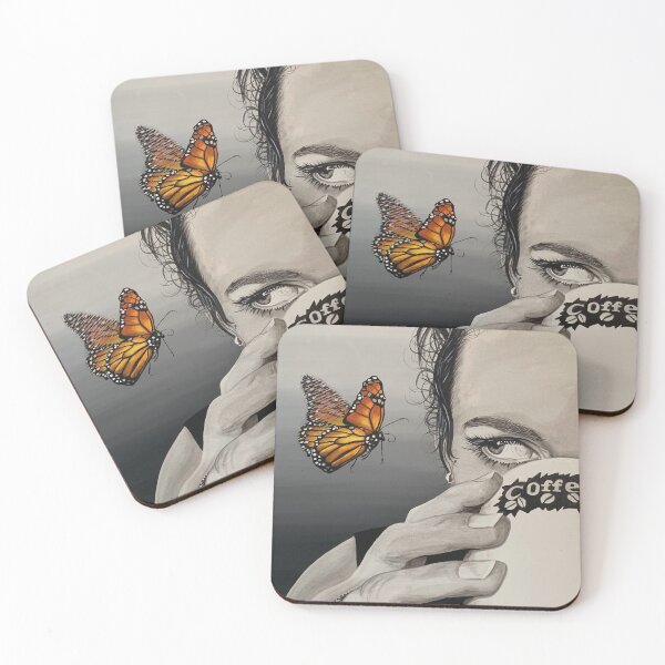 Item preview, Butterfly, coffee, woman, eye, finger, black and white designed and sold by artecaspari.