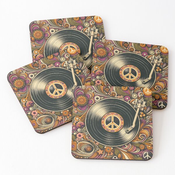 Item preview, Groovy 70s Peace Sign Record Player Vintage Art designed and sold by PixelQ.