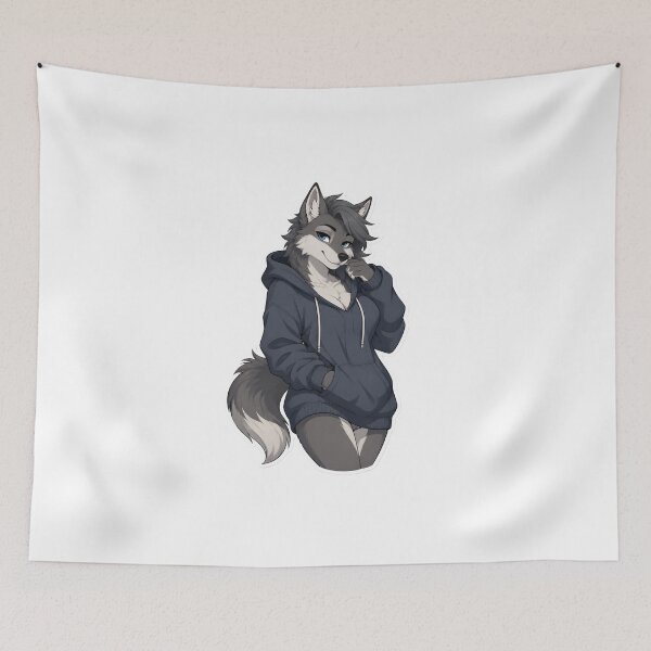 Item preview, Sultry Wolf in a Cozy Hoodie Relaxing designed and sold by Furrenzy.