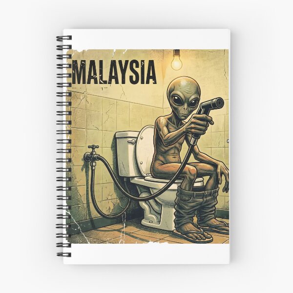 Item preview, Alien Earth Tour: Malaysia Bathroom Culture - Funny Retro Travel Poster designed and sold by HornbillDesign.