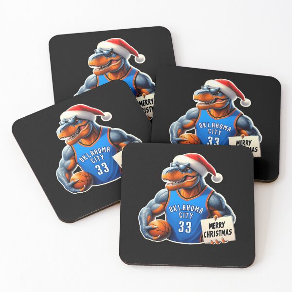 Item preview, Oklahoma Thunder Christmas Mascot Basketball Poster Design Today designed and sold by RueBonnerd.