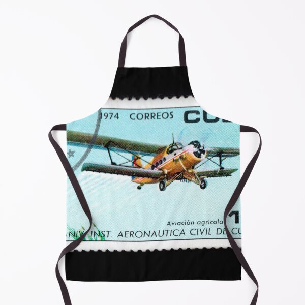 Item preview, Cuban postage stamp featuring airplane. Agricultural aviation. Vintage stamp with image of airplane isolated on black. Stamp depicting aircraft for agricultural activities designed and sold by Decoriolus.