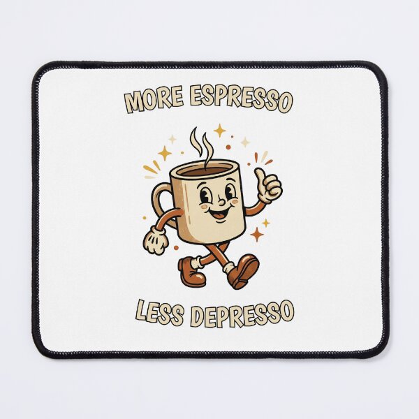 Item preview, More Espresso Less Depresso – Retro Coffee Cup Funny Quote! designed and sold by InfiniteOrbit.