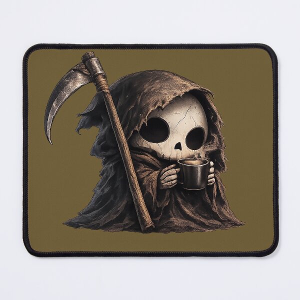 Item preview, Chibi Grim Reaper sips coffee designed and sold by ElijahTheOne.