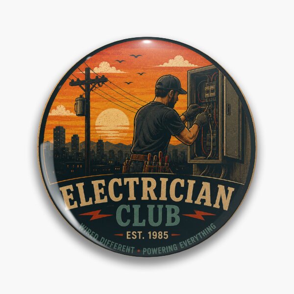 Item preview, ELECTRICIAN CLUB Retro Badge – Vintage Work Graphic designed and sold by Mac Sketches.