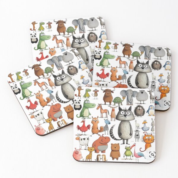Item preview, Cute Cartoon Animals Collection Whimsical Watercolor Wildlife designed and sold by gokhanuzen.