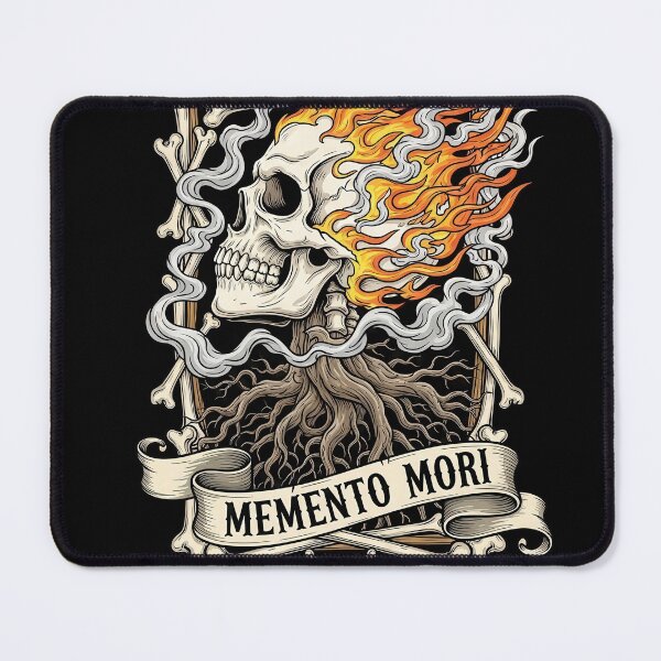 Item preview, Memento Mori Flaming Skull Bound by Tree Roots designed and sold by nuel-art.