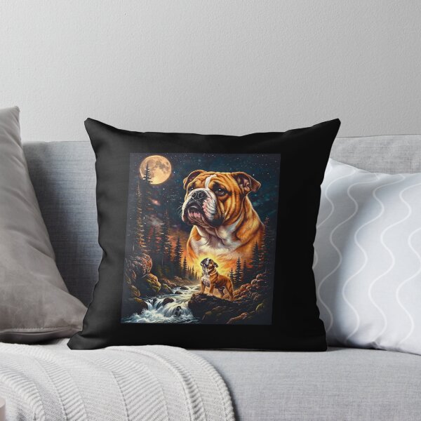 Item preview, Bulldog Moonlight Forest Waterfall Retro Tee designed and sold by SoyLamderma.