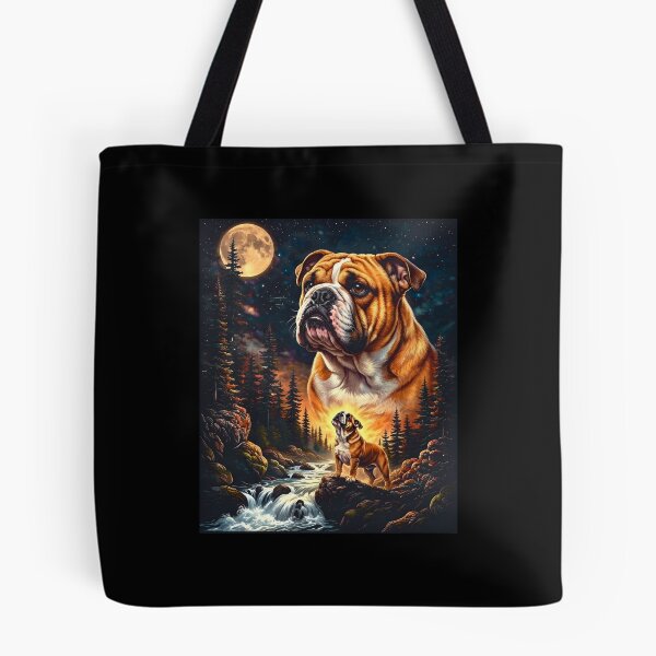 Item preview, Bulldog Moonlight Forest Waterfall Retro Tee designed and sold by SoyLamderma.