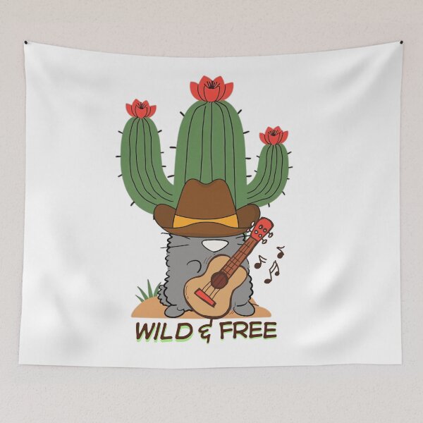 Item preview, ​Wild and Free Cowboy Cat playing Guitar with Cactus designed and sold by Atlasoloji.