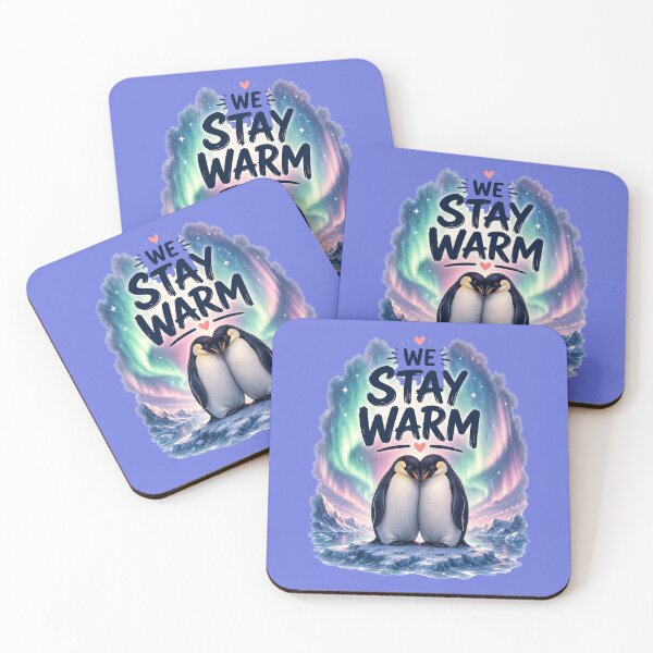 Item preview, We Stay Warm, Cozy Penguin Love Aesthetic Design designed and sold by JagrDesigns.