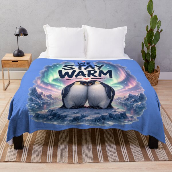 Item preview, We Stay Warm, Cozy Penguin Love Aesthetic Design designed and sold by JagrDesigns.