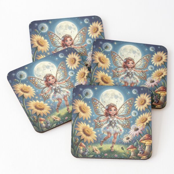 Item preview, A moonlit elven girl dancing among glowing flowers and drifting dandelion dreams designed and sold by FotoworldEdel.