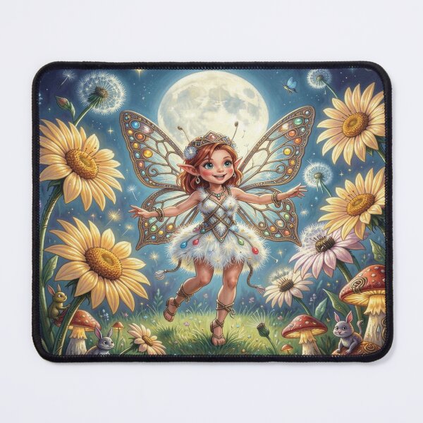 Item preview, A moonlit elven girl dancing among glowing flowers and drifting dandelion dreams designed and sold by FotoworldEdel.