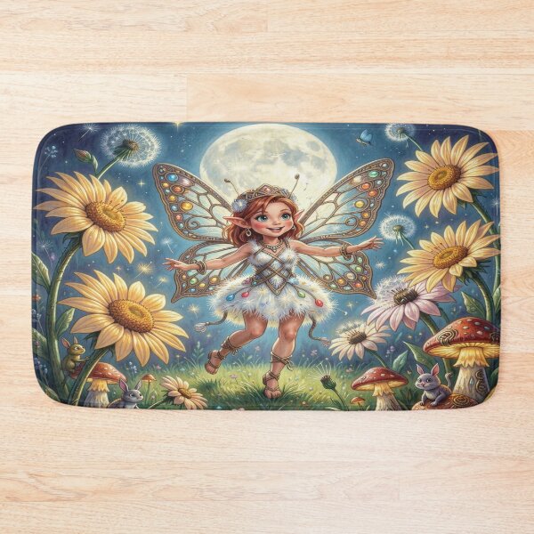 Item preview, A moonlit elven girl dancing among glowing flowers and drifting dandelion dreams designed and sold by FotoworldEdel.