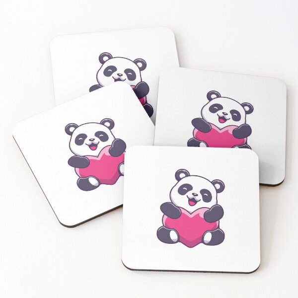 Item preview, Cute Panda Bear Holding Big Pink Heart Cartoon designed and sold by Hiro Hiro.
