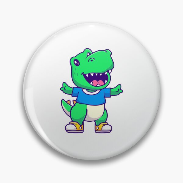 Item preview, Cute Green T-Rex Dinosaur Wearing Blue T-Shirt and Sneakers designed and sold by Hiro Hiro.
