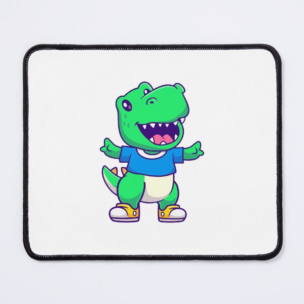 Item preview, Cute Green T-Rex Dinosaur Wearing Blue T-Shirt and Sneakers designed and sold by Hiro Hiro.