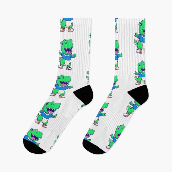 Item preview, Cute Green T-Rex Dinosaur Wearing Blue T-Shirt and Sneakers designed and sold by Hiro Hiro.