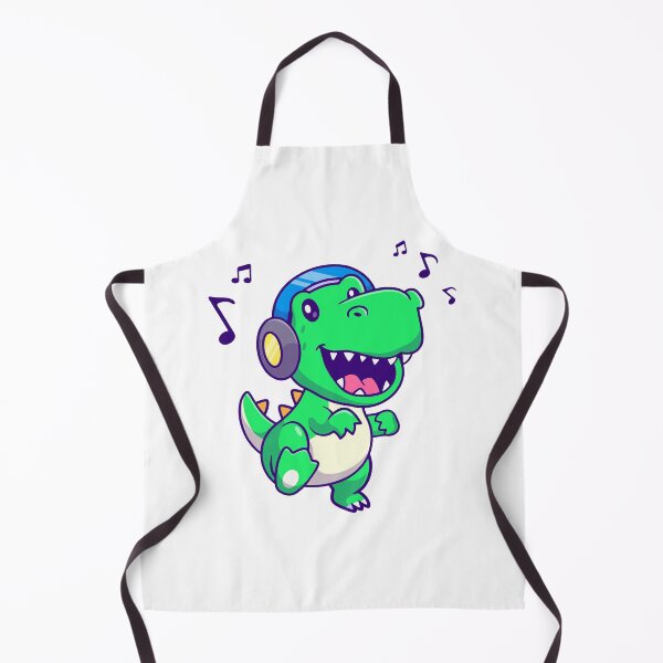 Item preview, Cute Dinosaur Listening to Music with Headphones Cartoon designed and sold by Hiro Hiro.