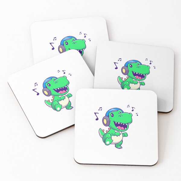 Item preview, Cute Dinosaur Listening to Music with Headphones Cartoon designed and sold by Hiro Hiro.