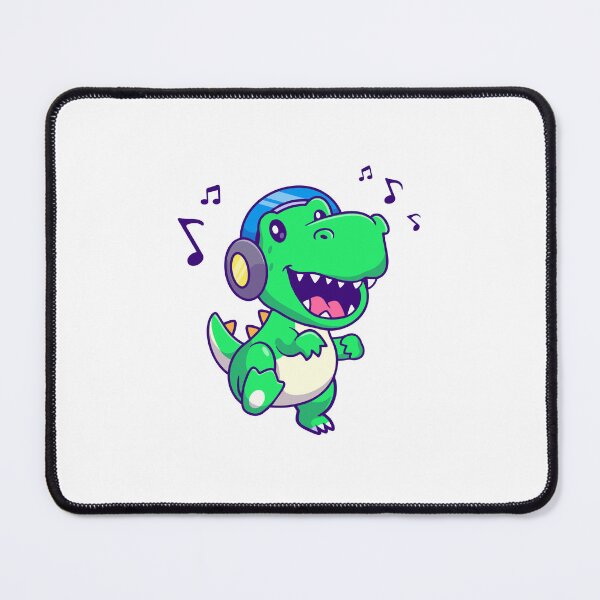 Item preview, Cute Dinosaur Listening to Music with Headphones Cartoon designed and sold by Hiro Hiro.