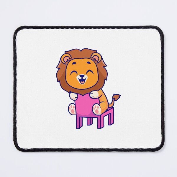 Item preview, Cute Baby Lion Sitting Happy on Pink Chair Cartoon designed and sold by Hiro Hiro.