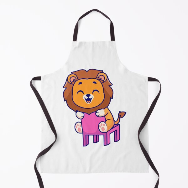 Item preview, Cute Baby Lion Sitting Happy on Pink Chair Cartoon designed and sold by Hiro Hiro.
