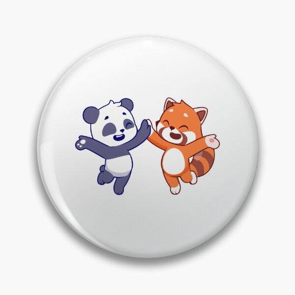 Item preview, Cute Panda and Red Panda Jumping High Five Best Friends designed and sold by Hiro Hiro.