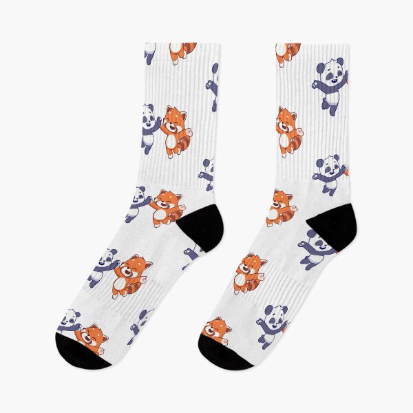 Item preview, Cute Panda and Red Panda Jumping High Five Best Friends designed and sold by Hiro Hiro.
