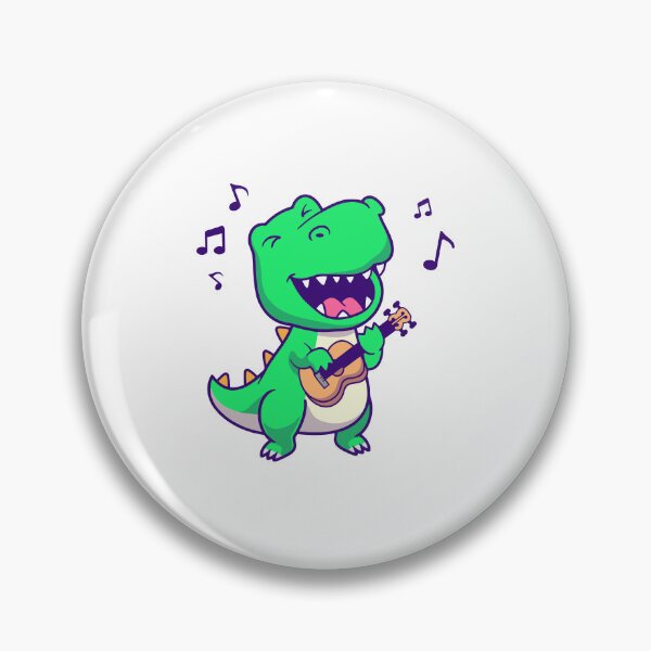 Item preview, Cute Green T-Rex Dinosaur Playing Ukulele Guitar Cartoon designed and sold by Hiro Hiro.