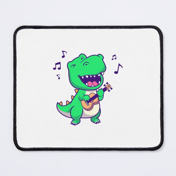 Item preview, Cute Green T-Rex Dinosaur Playing Ukulele Guitar Cartoon designed and sold by Hiro Hiro.