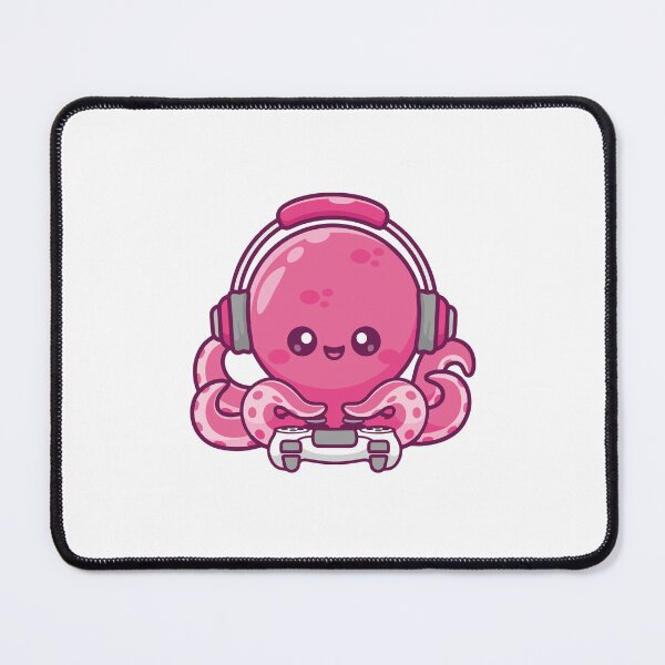 Item preview, Cute Pink Octopus Gamer with Headphones and Video Game Controller designed and sold by Hiro Hiro.