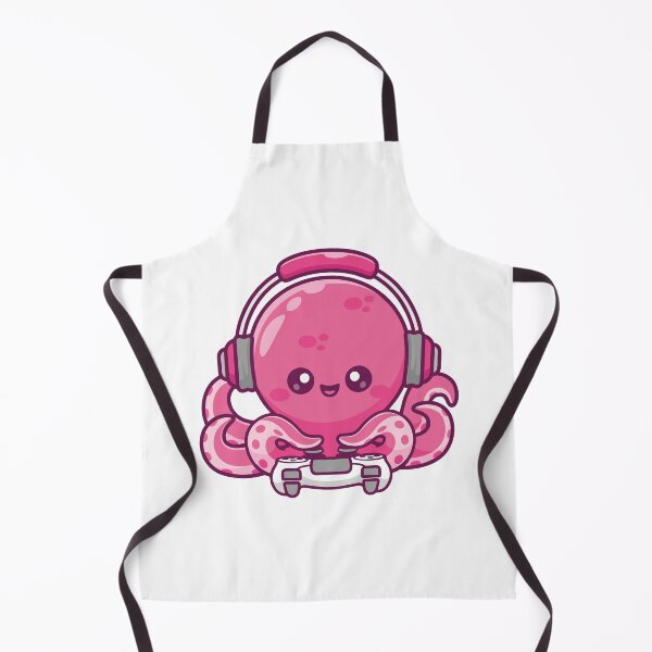 Item preview, Cute Pink Octopus Gamer with Headphones and Video Game Controller designed and sold by Hiro Hiro.