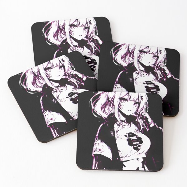 Item preview, Japanese Anime Girl Pink Neon Glitch Streetwear #578 designed and sold by mika-gallery.