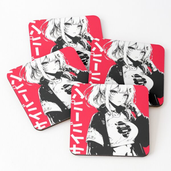 Item preview, Cyberpunk Bold Red Anime Girl Streetwear #584 designed and sold by mika-gallery.