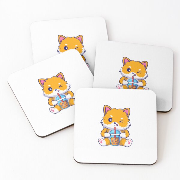 Item preview, Kawaii Fox Drinking Bubble Tea Boba Lover designed and sold by Hiro Hiro.