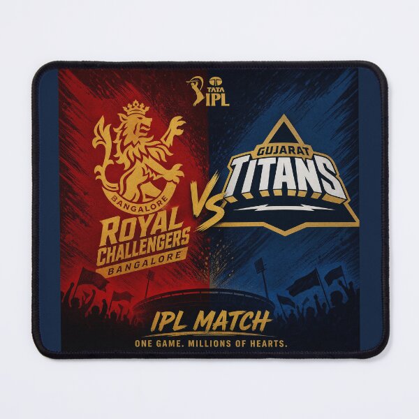 Item preview, Royal Challengers Bangalore vs Gujarat Titans – IPL Rivalry art designed and sold by Crick-Art.