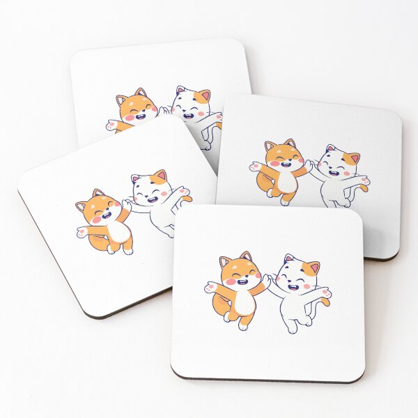 Item preview, Cute Cats Jumping High Five Friendship designed and sold by Hiro Hiro.