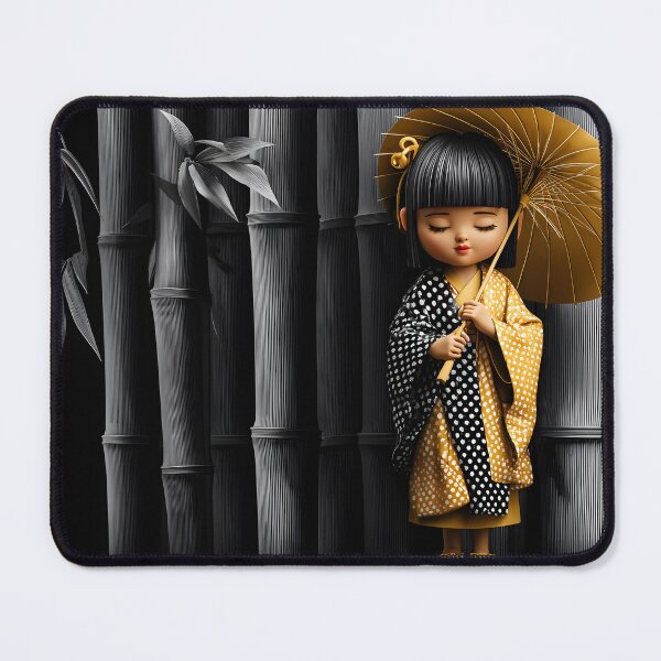 Item preview, Charming Girl in Kimono with Umbrella and Bamboo designed and sold by Artessie.