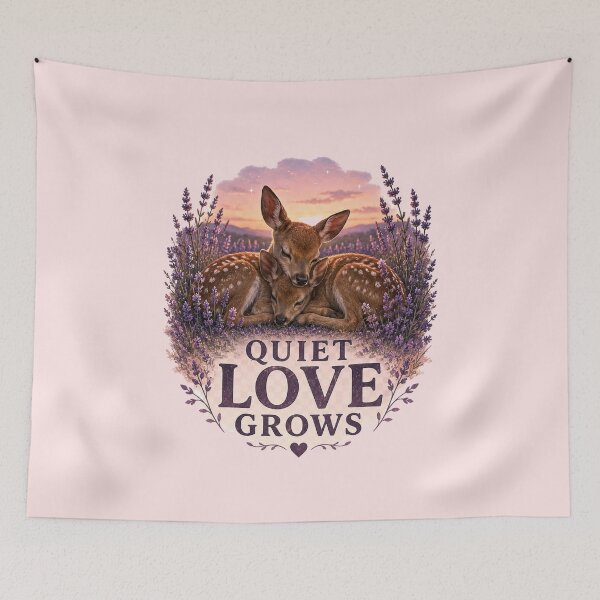 Item preview, Quiet Love Grows, Soft Romantic Deer Aesthetic Design designed and sold by JagrDesigns.