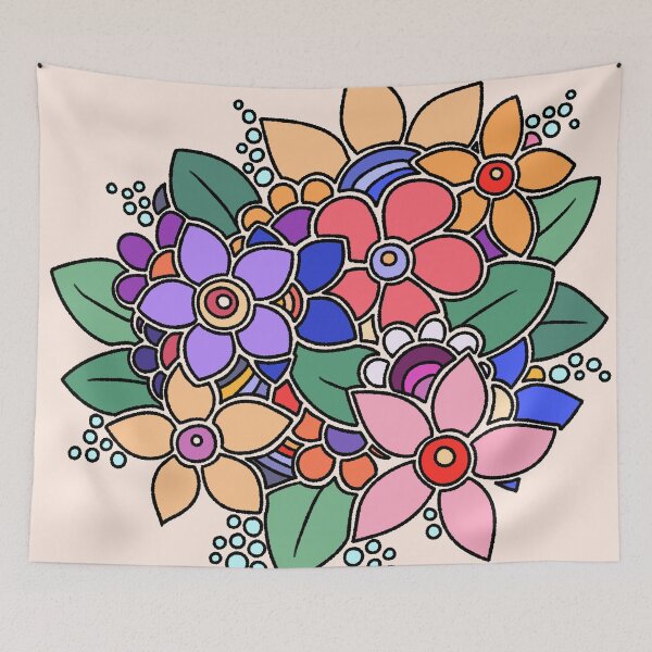 Item preview, Hand-drawn colorful floral bouquet illustration designed and sold by ubborn.