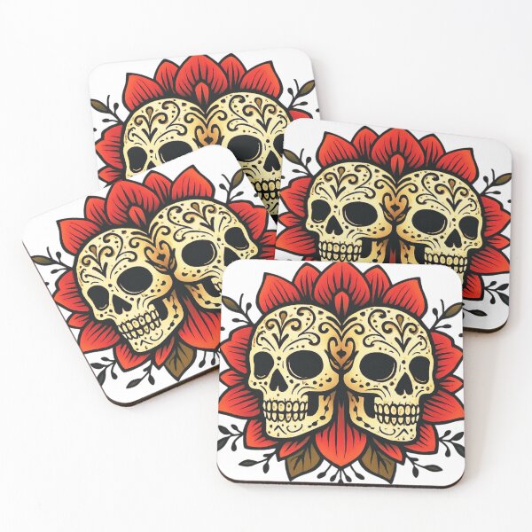 Item preview, Twin Bloom Skull designed and sold by Musicdrip.