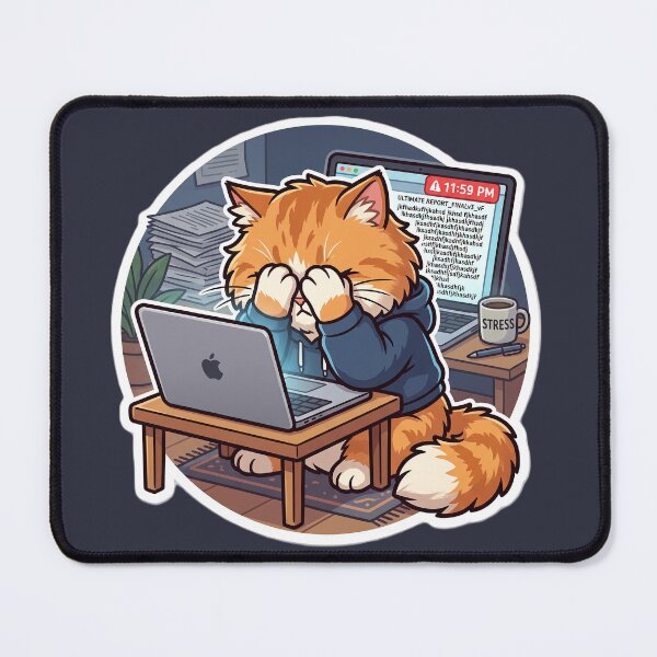 Item preview, Procrastinating Cat Funny Deadline Struggle designed and sold by SoftAuraStudi0.