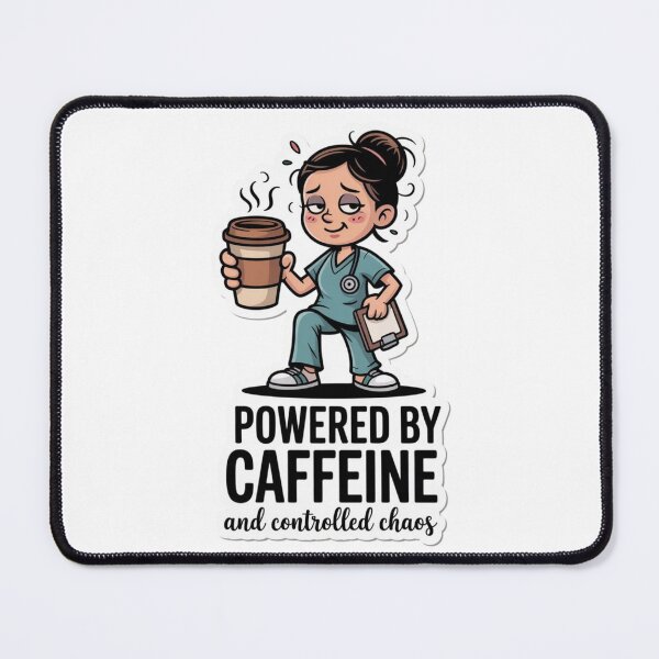 Item preview, Nurse Sticker | Powered by Caffeine and Controlled Chaos Funny Nurse Gift Die Cut design designed and sold by CrystalCove11.